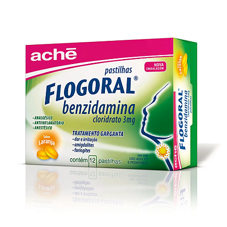 FLOGORAL PASTILHAS 3MG C/12 UNIDADES SB.LARANJA