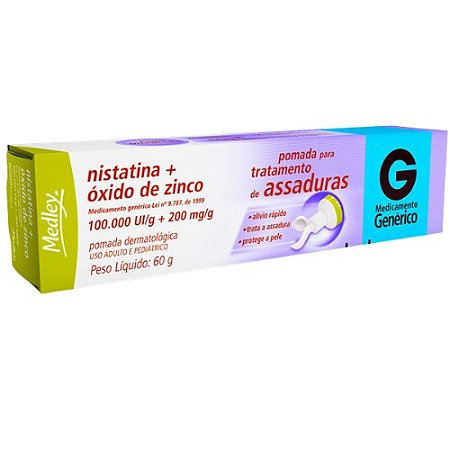 NISTATINA+ÓXIDO DE ZINCO 100.000UI+200MG/G 60G. CR.ASSADURA (MEDLEY)