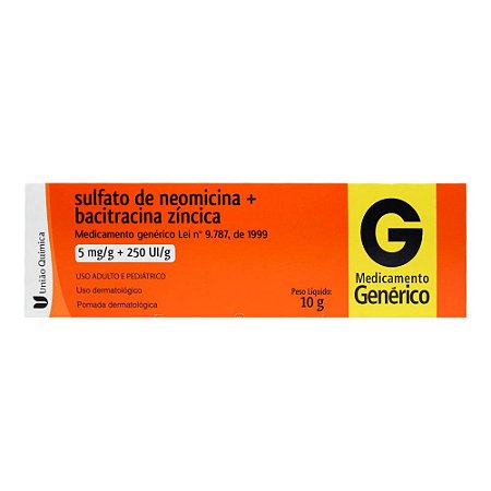 SULFATO NEOMICINA+BACITRACINA ZÍNCICA 5MG/G+250UI/G C/15G. POMADA (UNIÃO QUÍMICA)