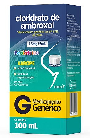 Ambrol 15mg/5mL, caixa com 1 frasco com 100mL de xarope + 1 copo