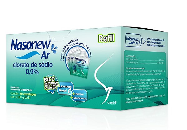 NASONEW AR ALTO VOLUME 0,9% CLORETO DE SÓDIO REFIL CX.C/30 ENVELOPES C/2,160G.