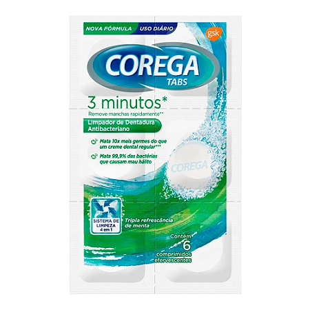 COREGA TABS PASTILHAS LIMPEZA C/6 UNIDADES