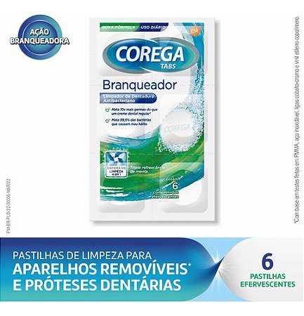 COREGA TABS PASTILHAS BRANQUEADOR C/6 UNIDADES