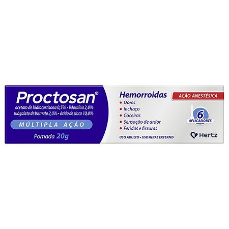 PROCTOSAN MULTIPLA AÇÃO POMADA 20G. + 6 APLICADORES