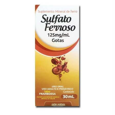 SULFATO FERROSO 125MG/ML GOTAS 30ML SB.FRAMBOESA (ARTE NATIVA)