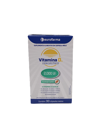 VITAMINA D3 2.000UI CX.C/30 CÁPSULAS MOLES (EUROFARMA)