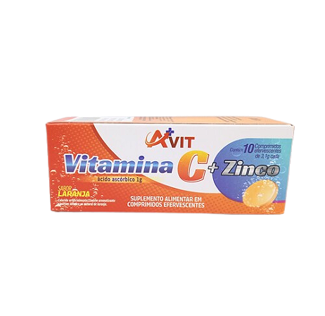 VITAMINA C + ZINCO A+VIT CX.C/10 COMP.EFERV. SB.LARANJA