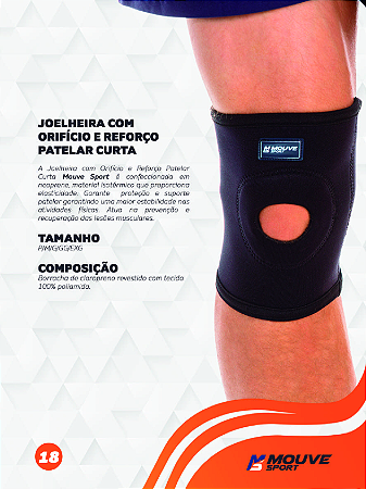 JOELHEIRA C/ORIFÍCIO E REFORÇO PATELAR CURTA MOUVE SPORT