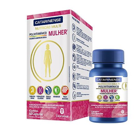 NUTRIÇÃO MULTI CATARINENSE POLIVITAMINICO MULHER CX.C/60 CÁPSULAS