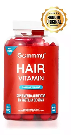 GUMMMY SUPLEMENTO ALIMENTAR HAIR VITAMIN C/60 GOMAS SB.MORANGO