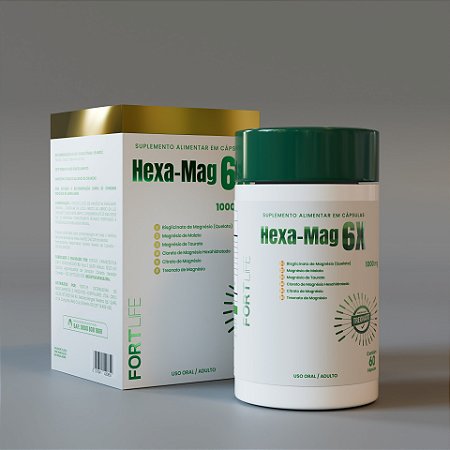HEXA-MAG 6X SUPLEMENTO ALIMENTAR 500MG C/60 CÁPSULAS FORTLIFE EXCLUSIVO