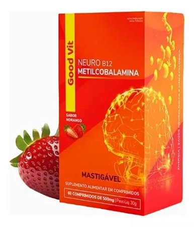 NEURO B12 METILCOBALAMINA 500MG GOODVIT C/60 COMP.MASTIGÁVEIS SB.MORANGO
