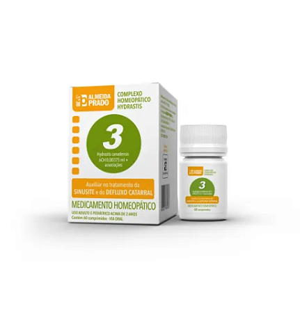 COMPLEXO N°03 HYDRASTIS ( SINUSITE E DEFLUXO CATARRAL ) C/60 COMP. ALMEIDA PRADO EXCLUSIVO
