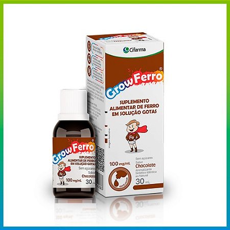 GROW FERRO SUPLEMENTO ALIMENTAR DE FERRO 100MG/ML GOTAS 30ML SB.CHOCOLATE