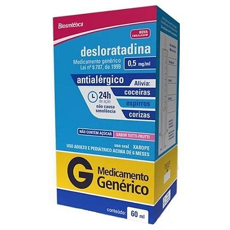 DESLORATADINA 0,5MG/ML XAROPE 60ML SB.TUTTI-FRUTTI (BIOSINTETICA)