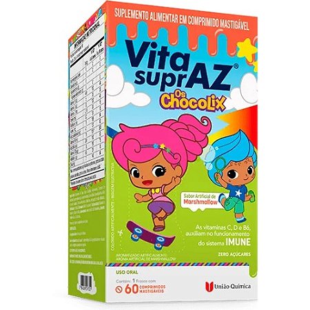 VITASUPRAZ CHOCOLIX SUPLEMENTO INFANTIL C/60 COMP.MASTIGÁVEIS SB.MARSHMALLOW