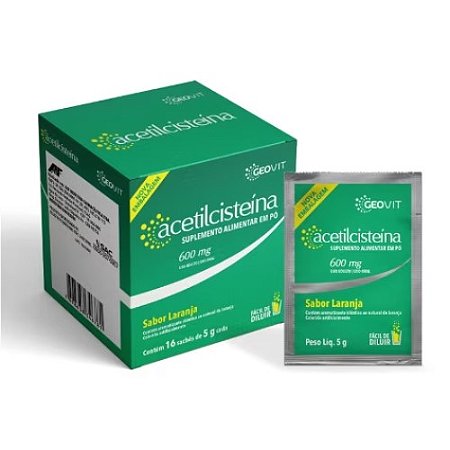 ACETILCISTEINA 600MG SUPLEMENTO ALIMENTAR EM PÓ C/16 SACHÊS 5G. SB.LARANJA (=FLUIMUCIL) A2F
