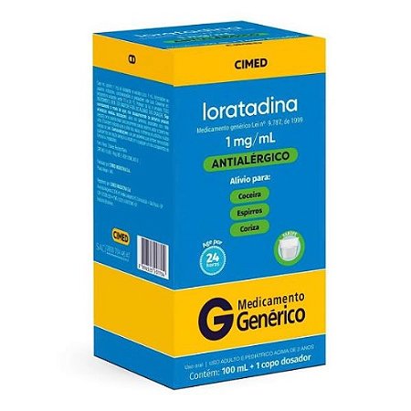 LORATADINA 1MG/ML XAROPE ANTIALÉRGICO 100ML SB.UVA ( CIMED )