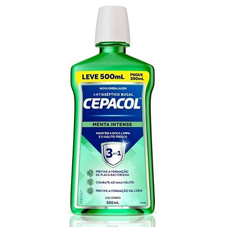 CEPACOL ANTISSÉPTICO BUCAL 3 EM 1 C/500ML MENTA INTENSE
