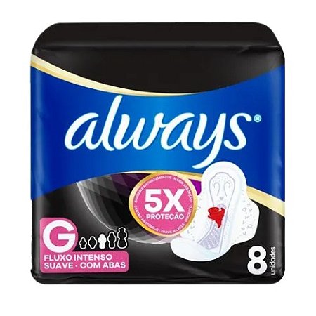 ALWAYS NOTURNO COBERTURA SUAVE C/ABAS C/8 ABSORVENTES