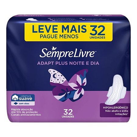 SEMPRE LIVRE ADAPT PLUS NOITE E DIA COB.SUAVE C/ABAS C/32 UNIDADES