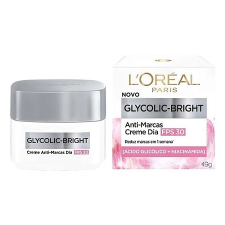 LOREAL GLYCOLIC-BRIGHT ANTI-MARCAS CREME DIA FPS30 POTE 49G.