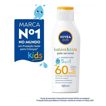 NIVEA SUN BABIES & KIDS PELE SENSÍVEL 5EM1 FPS60 C/125ML