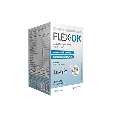 FLEX-OK SUPLEMENTO ALIMENTAR GENOM C/60 CÁPSULAS MOLES + 10 CÁPSULAS GRÁTIS