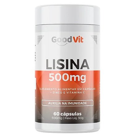 LISINA 500MG SUPLEMENTO ALIMENTAR GOODVIT C/60 CÁPSULAS