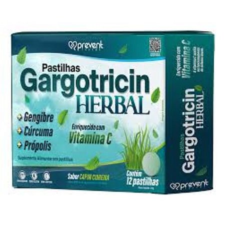 GARGOTRICIN HERBAL PASTILHAS C/12 UNIDADES SB.CAPIM CIDREIRA