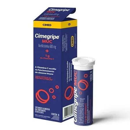 CIMEGRIPE MUC 600MG+1G ACETILCISTEINA + VITAMINA C C/10 COMP.EFEVR. SB.FRUTAS CITRICAS