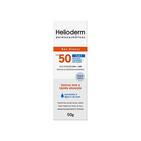 HELIODERM PROTETOR SOLAR FACIAL 50FPS TOQUE SECO 3EM1 50G.