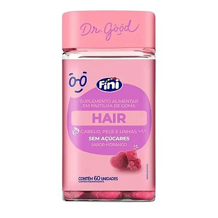 DR.GOOD HAIR FINI SUPLEMENTO ALIMENTAR CABELO, PELE E UNHAS C/60 GOMAS SB.MORANGO