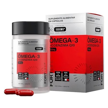 ÔMEGA 3 + COENZIMA Q10 1000MG FORTLIFE SUPLEMENTO ALIMENTAR C/60 CÁPSULAS