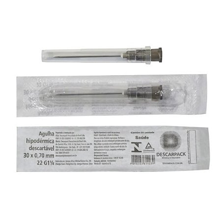AGULHA HIPODÉRMICA DESCARTÁVEL 30 X 0,70MM DESCARPACK