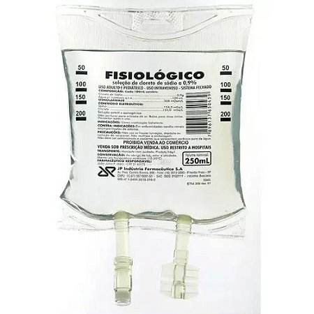 FISIOLÓGICO SOLUÇÃO DE CLORETO DE SÓDIO 0,9% USO INTRAVENOSO 250ML JP