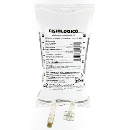 FISIOLÓGICO SOLUÇÃO DE CLORETO DE SÓDIO 0,9% USO INTRAVENOSO 500ML JP