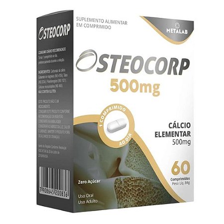 OSTEOCORP 500MG CARBONATO CÁLCIO 1250MG EQUIVALENTE 500MG CÁLCIO ELEMTAR C/60 COMPRIMIDOS
