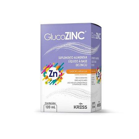 GLUCOZINC SUPLEMENTO ALIMENTAR À BASE ZINCO KRESS 120ML SB. LARANJA