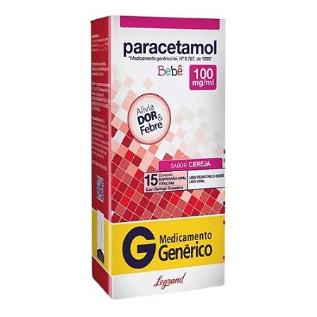 PARACETAMOL 100MG/ML DOR E FEBRE 15ML + SERINGA SB.CEREJA ( LEGRAND )
