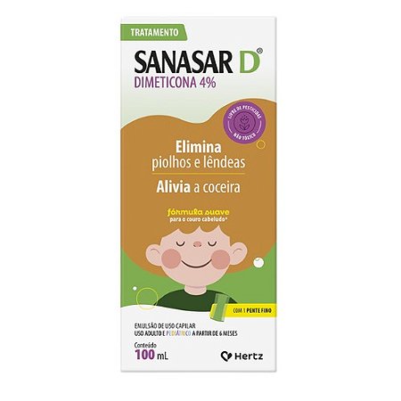 SANASAR D DIMETICONA 4% PIOLHOS E LÊNDEAS EMULSÃO 100ML + PENTE FINO