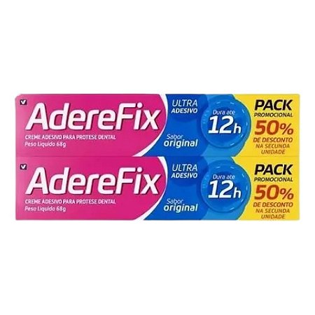 ADEREFIX ULTRA ADESIVO CREME PROTESÉ DENTAL 12H 68G. SB.ORIGINAL KIT COM 2 UNIDADES