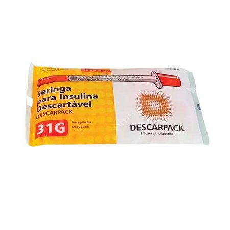 SERINGA DESCARTÁVEL PARA INSULINA DESCARPACK 31G. C/10 UNIDADES