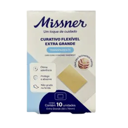 MISSNER CURATIVO FLEXÍVEL EXTRA GRANDE TRANSPARENTE C/10 UNIDADES