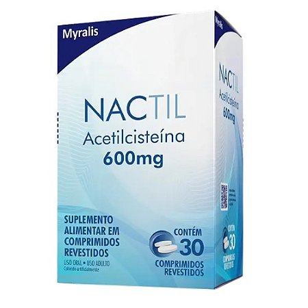 NACTIL 600MG ACETILCISTEINA SUPLEMENTO ALIMENTAR C/30 COMPRIMIDOS REVESTIDOS
