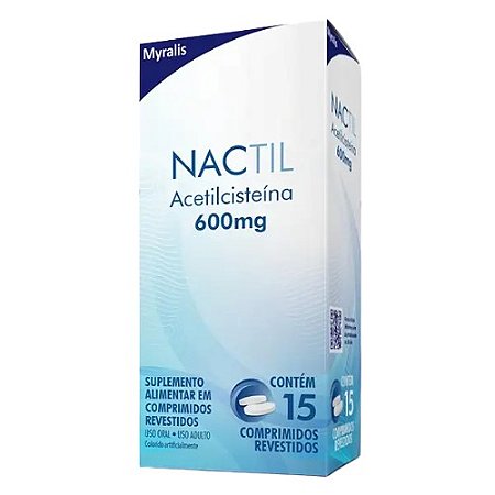 NACTIL 600MG ACETILCISTEINA SUPLEMENTO ALIMENTAR C/15 COMPRIMIDOS REVESTIDOS