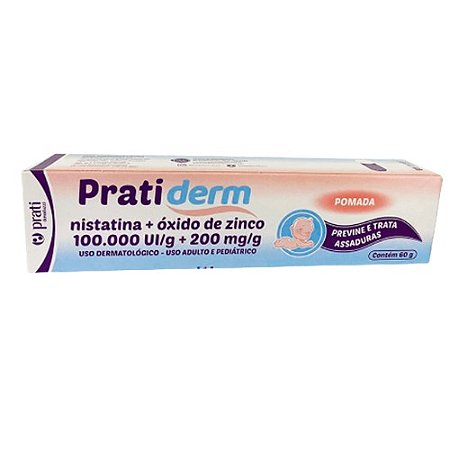 PRATIDERM POMADA ASSADURA 1000.000UI/G+200MG/G C/60G. NISTATINA ÓXIDO ZINCO