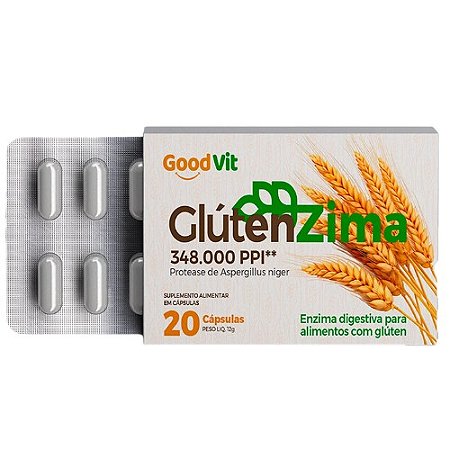 GLUTENZIMA ENZIMA DIGESTIVA 348.000PPI SUPLEMENTO ALIMENTAR C/20 CÁPSULAS