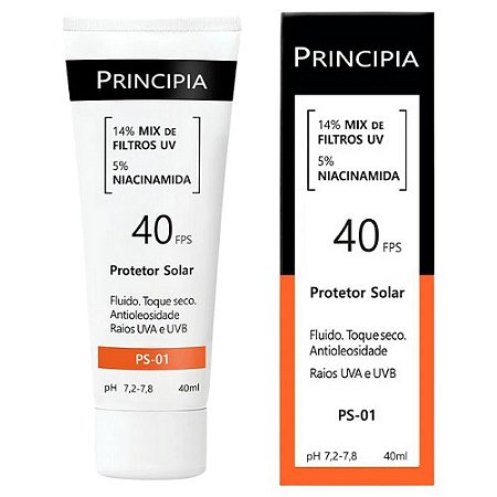 PRINCIPIA PROTETOR SOLAR FACIAL 40FPS FLUÍDO TOQUE SECO ANTIOLEOSIDADE 40ML PS-01