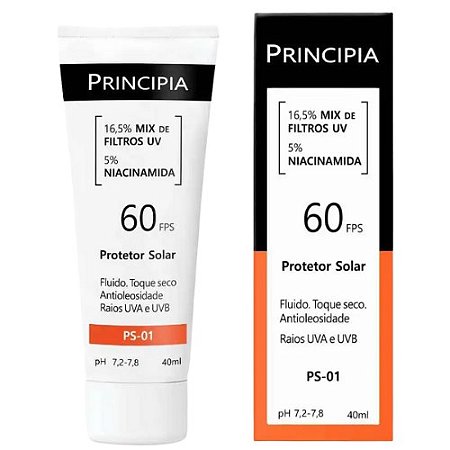 PRINCIPIA PROTETOR SOLAR FACIAL 60FPS FLUÍDO TOQUE SECO ANTIOLEOSIDADE 40ML PS-01